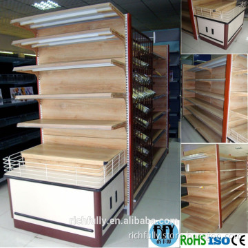 2016 new style WOOD COLOR steel gondola shelving / supermarket shelving